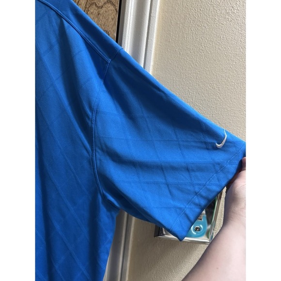 Nike Golf Polo Shirt Mens Size Extra Large XXL Short Sleeve Diamond Pattern Blue - Picture 4 of 7